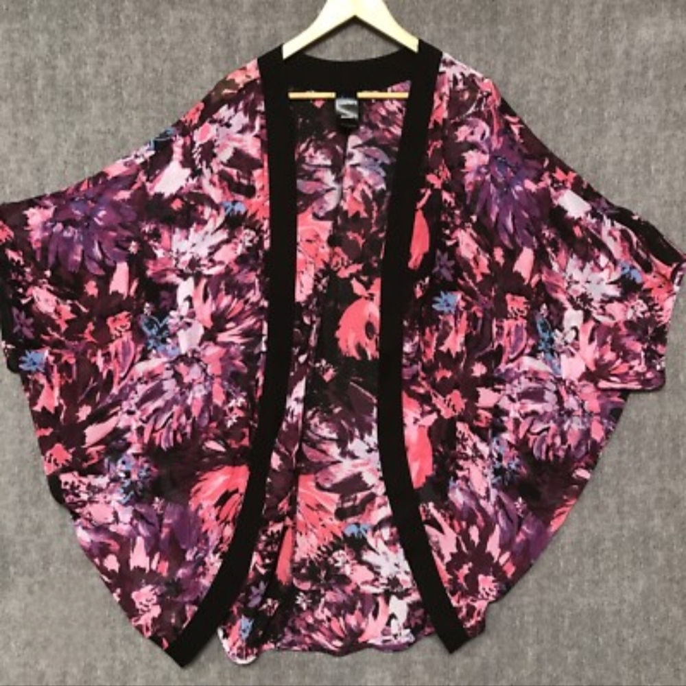2 For‎ $20 Catalina Floral Swim Coverup in Pink and Black Purple Kimono Duster